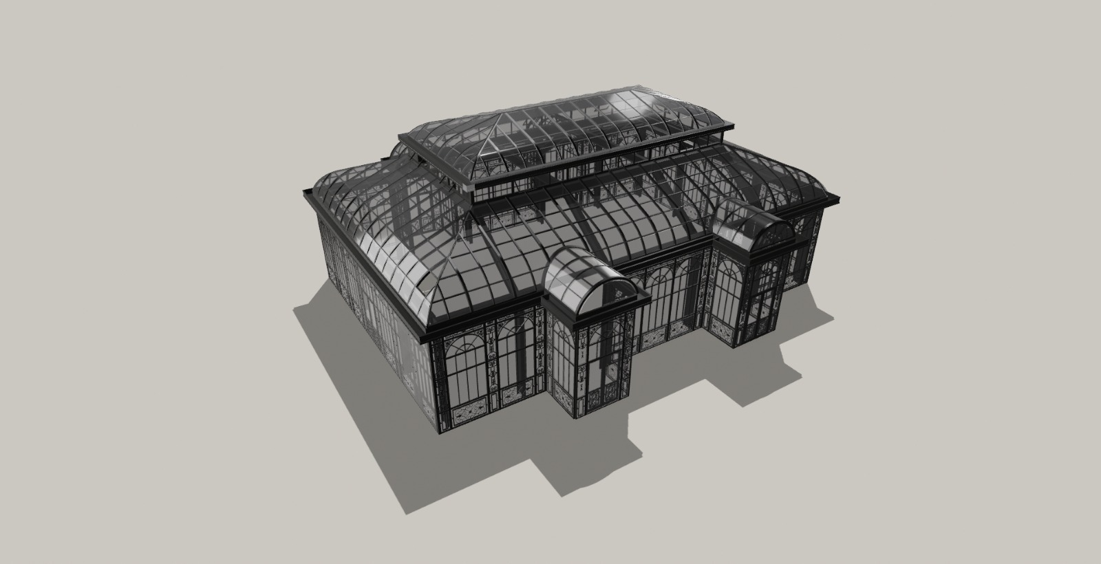 Victorian-inspired black iron glass house rendering for Hampton Resort Estate