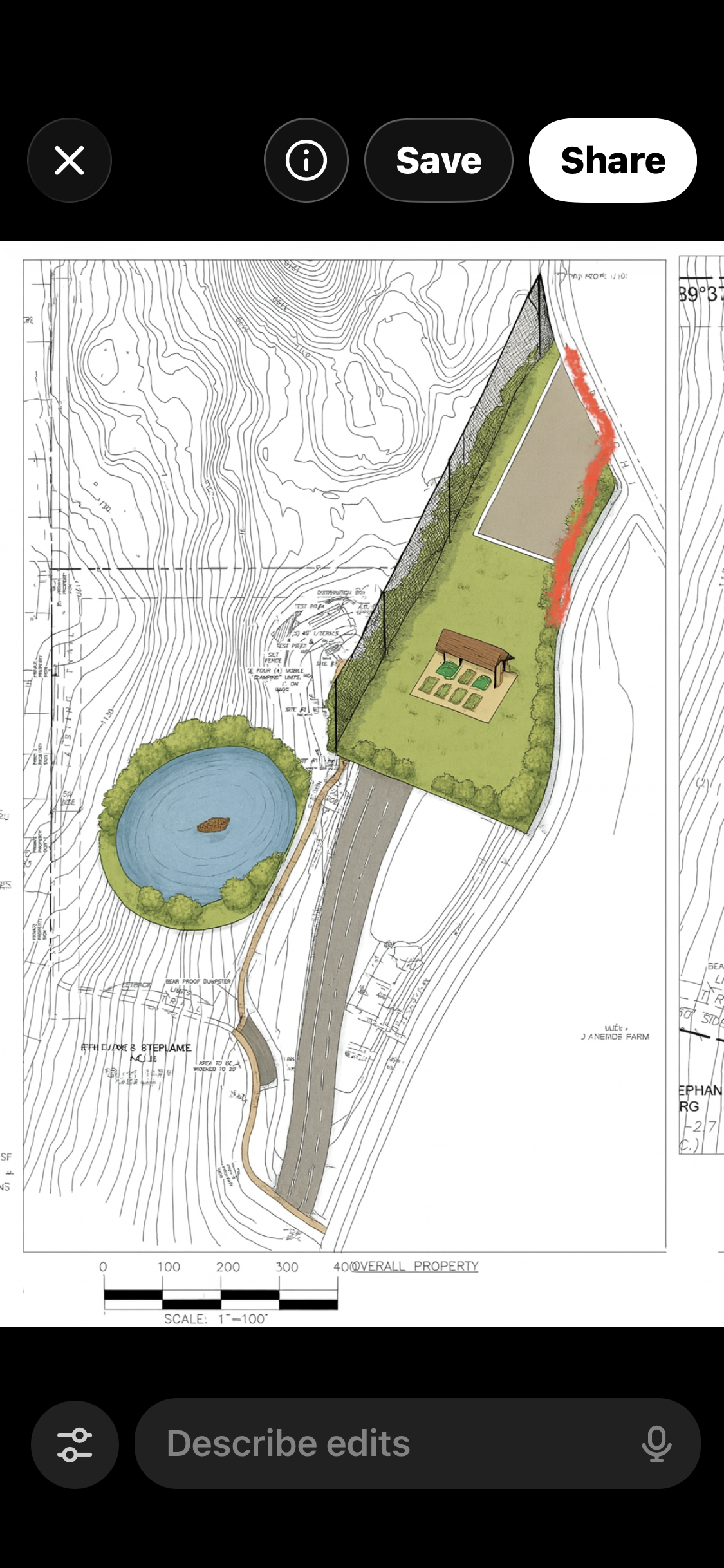 Glamping site plan rendering for Hampton Lake Glamping