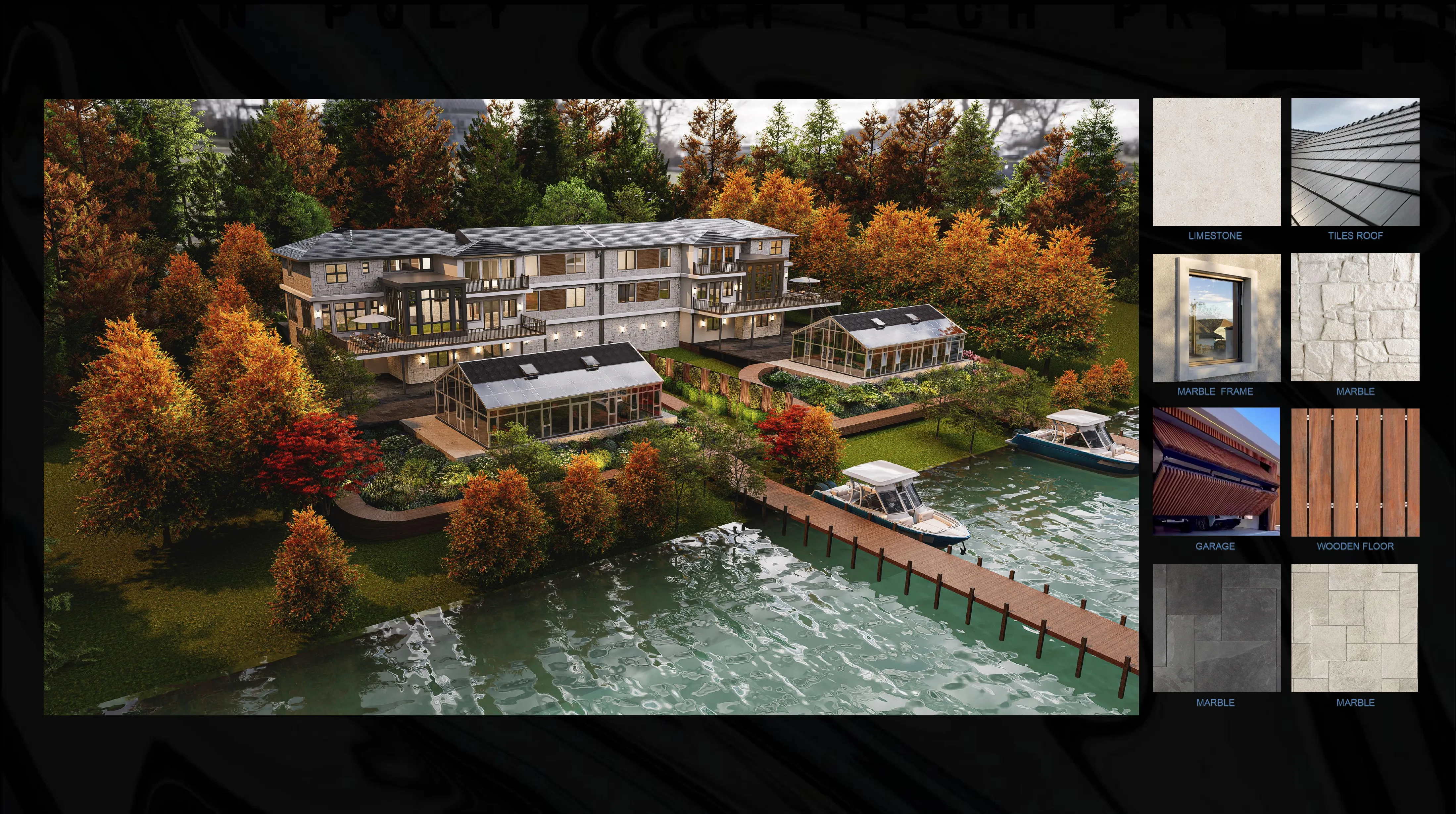 Lakeside rendering of a proposed Hampton Resort Estate villa composition